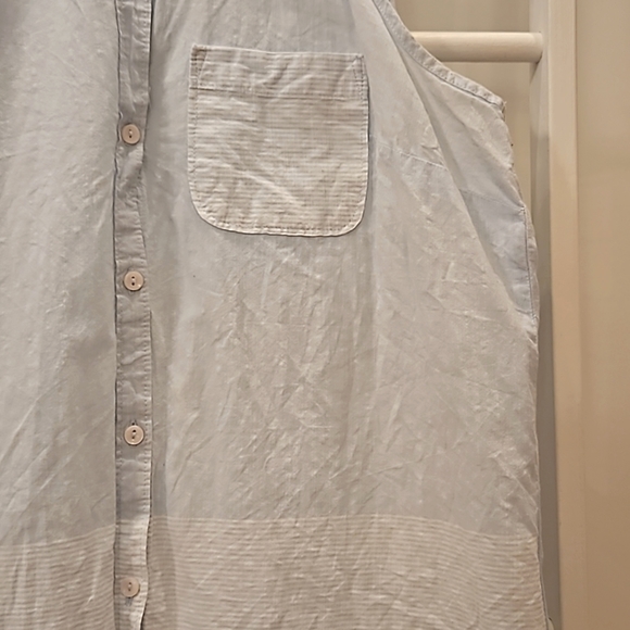 Light blue/white cotton sleeveless shirt. S - Picture 2 of 4